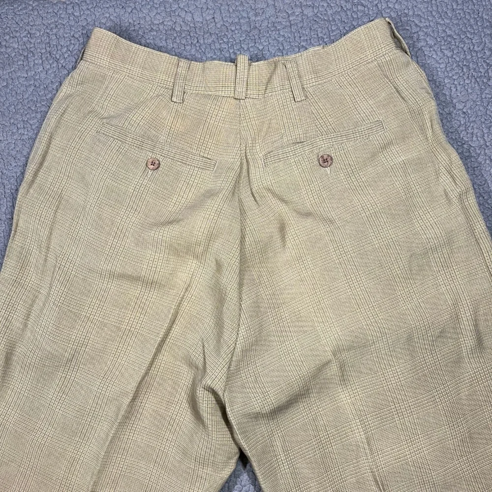 ommy Bahama Pants Mens 36 (32x31) Relaxed‎ Tan Plaid Pleated Tencel Trousers